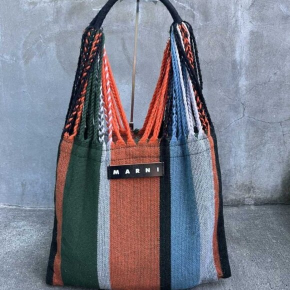 NEW MARNI Cotton Hammock Tote Bag Multicolor Large Capacity Authentic - Picture 1 of 7